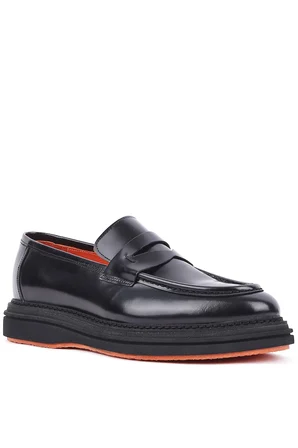 Shoetyle - Siyah Hakiki Açma Deri Bağcıksız Erkek Günlük Ayakkabı 250-2575