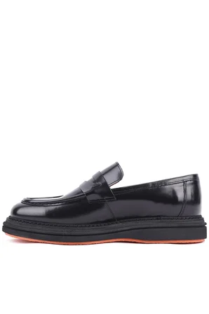 Shoetyle - Siyah Hakiki Açma Deri Bağcıksız Erkek Günlük Ayakkabı 250-2575