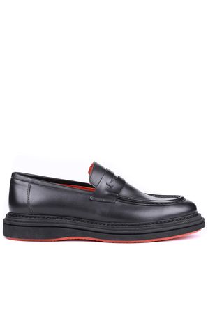 Shoetyle - Siyah Hakiki Deri Bağcıksız Erkek Günlük Ayakkabı 250-2575