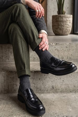 Shoetyle - Hakiki Siyah Açma Deri Erkek Loafer - 250-1975
