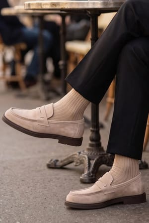 Shoetyle - Hakiki Süet Deri Bej Rengi Erkek Loafer - 250-1975 