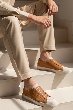 Shoetyle - Hakiki Süet Deri Taba Rengi Erkek Sneaker - 666-01-03 