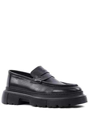 Shoetyle - Hakiki Deri Siyah Renk Günlük Erkek Ayakkabı - 250-132470