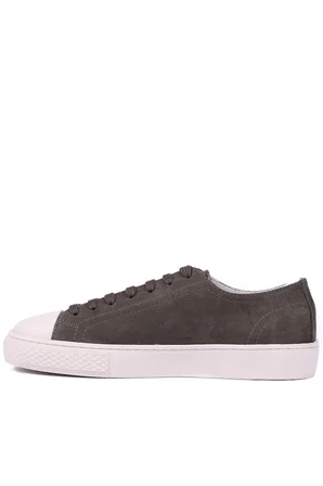 Shoetyle - Hakiki Nubuk Deri Haki Renk Erkek Sneaker - 666-0381
