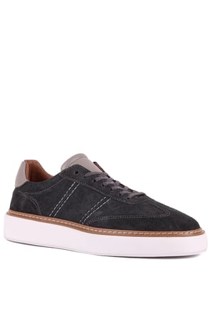 Shoetyle - Hakiki Süet Deri Antrasit Gri Renk Bağcıklı Günlük Erkek Ayakkabı - 250-3001