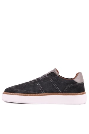 Shoetyle - Hakiki Süet Deri Antrasit Gri Renk Bağcıklı Günlük Erkek Ayakkabı - 250-3001