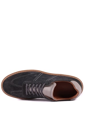 Shoetyle - Hakiki Süet Deri Antrasit Gri Renk Bağcıklı Günlük Erkek Ayakkabı - 250-3001