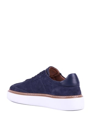 Shoetyle - Hakiki Süet Deri Lacivert Renk Bağcıklı Günlük Erkek Ayakkabı - 250-3001