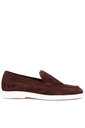 Shoetyle - Hakiki Süet Deri Kahverengi Erkek Loafer - 115-K664 
