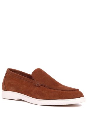 Shoetyle - Hakiki Süet Deri Taba Rengi Erkek Loafer - 115-K664