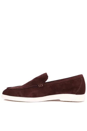 Shoetyle - Hakiki Süet Deri Kahverengi Erkek Loafer - 115-K664 