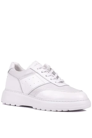 Shoetyle - Hakiki Deri Beyaz Renk Günlük Erkek Sneaker - 115-K643 