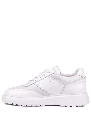 Shoetyle - Hakiki Deri Beyaz Renk Günlük Erkek Sneaker - 115-K643 