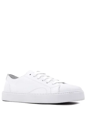 Shoetyle - Hakiki Deri Beyaz Renk Günlük Erkek Sneaker - 666-25