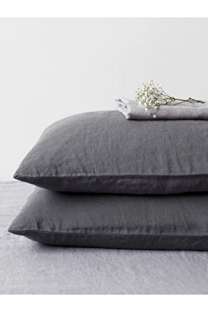 Koyu Gri Yastık Kılıfı 2'li Set 50x70 cm