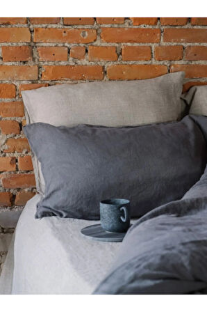 Koyu Gri Yastık Kılıfı 2'li Set 50x70 cm