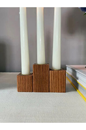 Ahşap Şamdan Set Üçlü