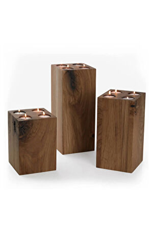 Ahşap Mumluk Set 3'lü