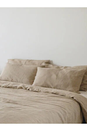 Bej Keten Yastık Kılıfı 2'li Set 50x70 cm