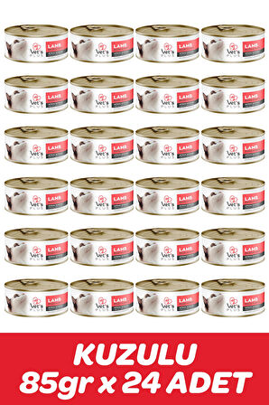 Vet's Plus Optimal Nutrition Kuzu Etli Tahılsız Kedi Konservesi 85gr (24 Adet) 