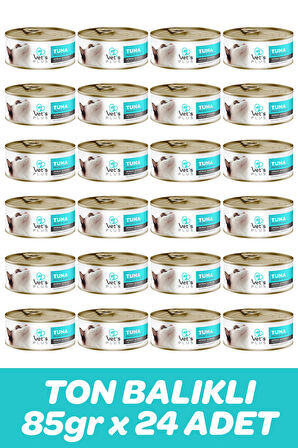 Vet's Plus Optimal Nutrition Ton Balıklı Tahılsız Kedi Konservesi 85gr (24 Adet)