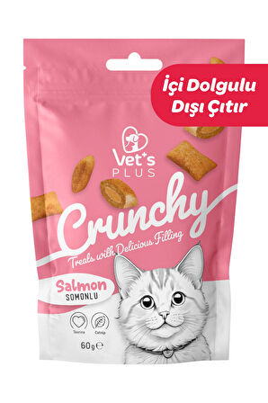 Vet's Plus Crunchy Somonlu ve Catnipli Kedi Ödül Maması 60gr 