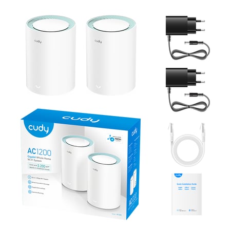 CUDY M1300 (2-Pack) AC1200 Gigabit Mesh Wi-Fi Sistemi