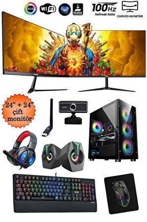 Mintra Live I5-10400f 16GB 512GB M.2 Nvme RX580 8GB 24"+24" Oyuncu Masaüstü Bilgisayarı
