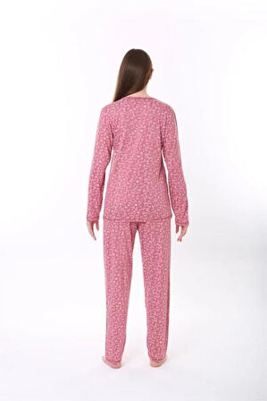 Etoile 73019 Kadın Uzun Kol  Bambu Pijama Takım PEMBE