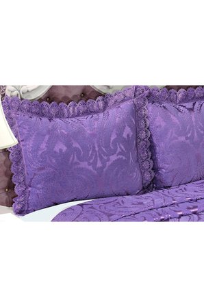 Tulip Polyester Pamuk Şönil Mürdüm Yatak Örtüsü Çift Kiş. 3 Parça 260X270 Cm 1447