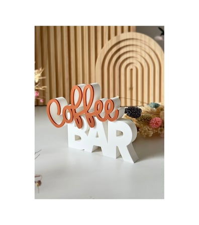 Coffee Bar Yazılı Dekoratif Obje Modern 3d Baskı Tezgah & Mutfak Dekoru