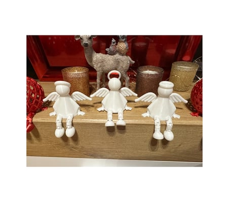 3d 3 Lü Mini Melek Figürü Dekoratif Masaüstü Biblo Seti