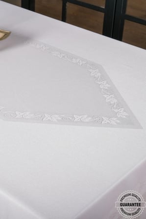 Çınar Lüx Jakar Bambu Kumaş Gri Masa Örtüsü 160x220 Cm 1241