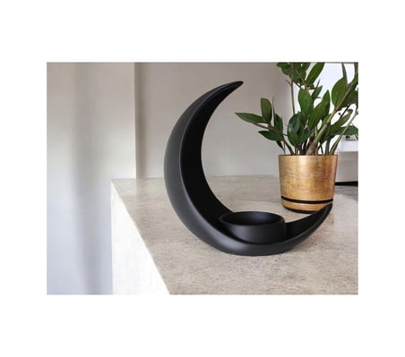 Crescent Moon Decoration With Elliptical Plant Pot