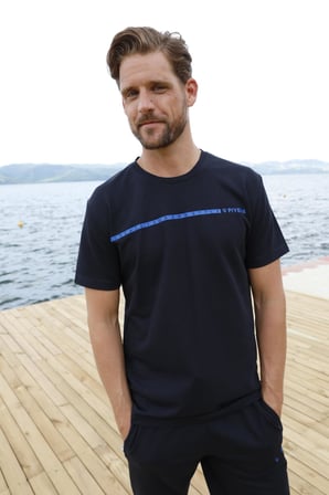 Erkek Amerikan Pike Kumaş Eşofman, Lacivert Bisiklet Yaka Kısa Kollu T-Shirt Eşofman Alt-Üst Takım - 133
