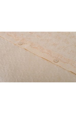 Gülfem Pamuk Bej Baskılı Bej Yatak Örtüsü Seti Çift Kiş. 6 Parça 260X70 Cm 1465
