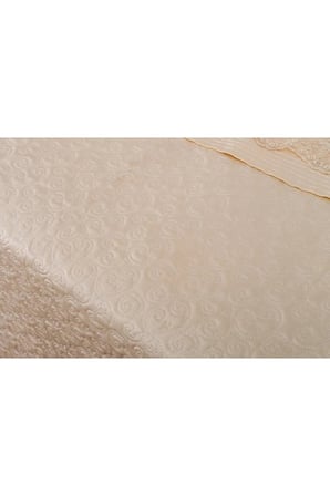 Gülfem Pamuk Bej Baskılı Bej Yatak Örtüsü Seti Çift Kiş. 6 Parça 260X70 Cm 1465