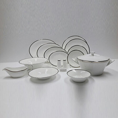 Evaliza Coupe Paisley Platin Yemek Takımı 60 Parça
