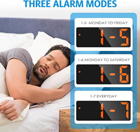 Alfalink Turuncu LED Dijital Masa Saati Termometre Alarm Takvimli