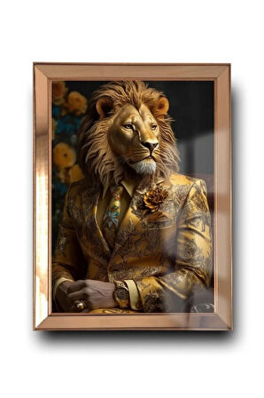 Aslan Başlı Ayna Çerçeveli Tablo