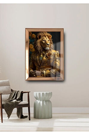 Aslan Başlı Ayna Çerçeveli Tablo