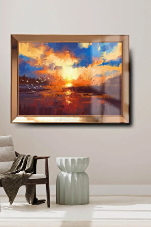 Yağlı Boya Manzara Cam Aynalı Çerçeveli Tablo