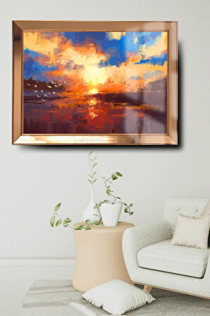 Yağlı Boya Manzara Cam Aynalı Çerçeveli Tablo