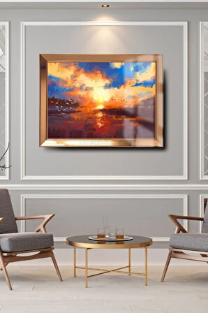 Yağlı Boya Manzara Cam Aynalı Çerçeveli Tablo