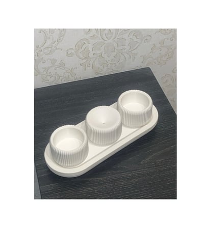 Modern Tütsülük Ve Mumluk 4 Lü Set 3d Baskı Dekoratif Ev & Masaüstü Aksesuarı Beyaz