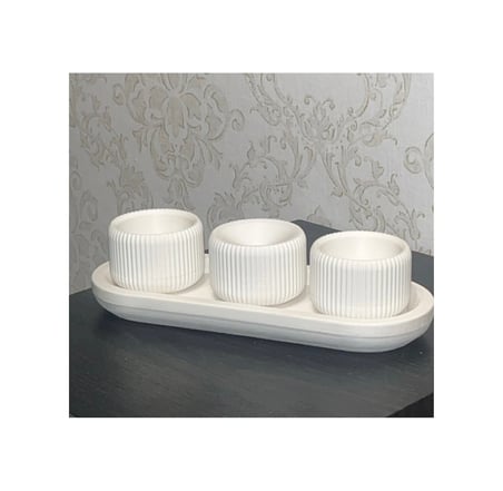 Modern Tütsülük Ve Mumluk 4 Lü Set 3d Baskı Dekoratif Ev & Masaüstü Aksesuarı Beyaz
