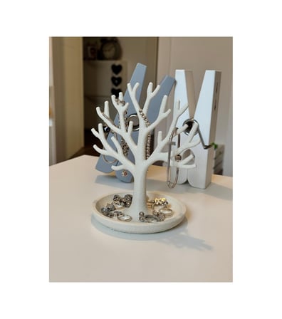 Ağaç Şeklinde Takı Organizeri 3d Baskı Dekoratif Takılık & Mücevher Standı Beyaz