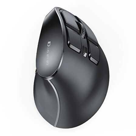 Alfalink Bluetooth+2.4Ghz Kablosuz Dikey Şarjlı Mouse Siyah 2400Dpi