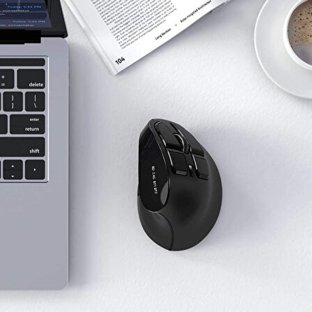 Alfalink Bluetooth+2.4Ghz Kablosuz Dikey Şarjlı Mouse Siyah 2400Dpi