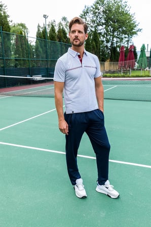 Erkek Beyaz Süprem Polo Yaka Kısa Kol T-Shirt, Slim Fit Dar Kesim Eşofman Alt-Üst Takım - 122